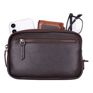 Noma Leather Clutch Bag, Pebble Brown - UnBranded