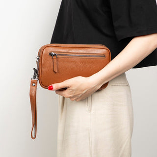 Noma Leather Clutch Bag, Pebble Tan - UnBranded