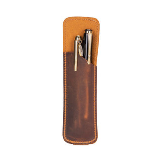 Pelle Leather Pen Pouch, Saddle Brown - UnBranded