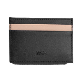 Pisa Men’s Dual - Color Leather Card Holder – Mapi Edition, Black & Beige - Mapi