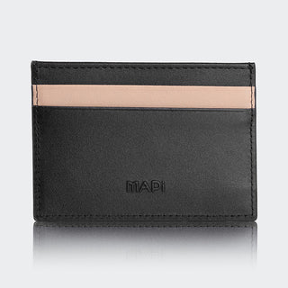 Pisa Men’s Dual - Color Leather Card Holder – Mapi Edition, Black & Beige - Mapi
