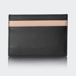 Pisa Men’s Dual - Color Leather Card Holder – Mapi Edition, Black & Beige - Mapi