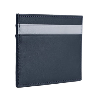Pisa Men’s Dual - Color Leather Card Holder – Mapi Edition, Dark Blue & Gray - Mapi