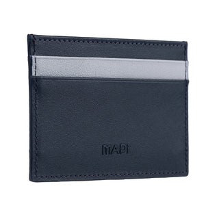 Pisa Men’s Dual - Color Leather Card Holder – Mapi Edition, Dark Blue & Gray - Mapi