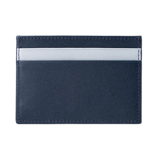 Pisa Men’s Dual-Color Leather Card Holder – Mapi Edition, Dark Blue & Gray - Mapi