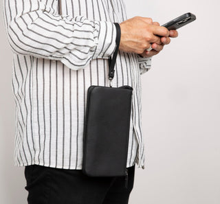 Prestige Leather Clutch Bag, Rustic Black - UnBranded