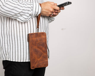 Prestige Leather Clutch Bag, Saddle Brown - BlackBrook Case