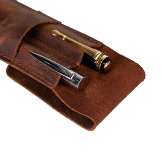 Punta Leather Pen Pouch, Saddle Brown - BlackBrook Case