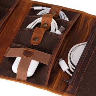 Pura Leather Cable Organizer, Moccasin - BlackBrook Case