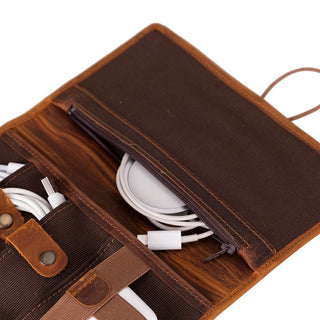 Pura Leather Cable Organizer, Moccasin - BlackBrook Case