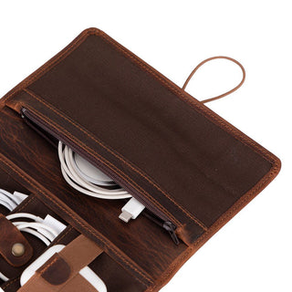 Pura Leather Cable Organizer, Saddle Brown - BlackBrook Case