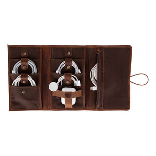 Pura Leather Cable Organizer, Saddle Brown - BlackBrook Case