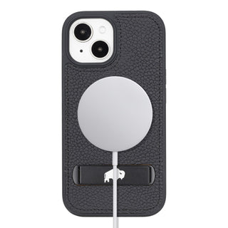 Reed Leather Snap‑On Case with Stand – iPhone 15 Plus, Pebble Black - BlackBrook Case