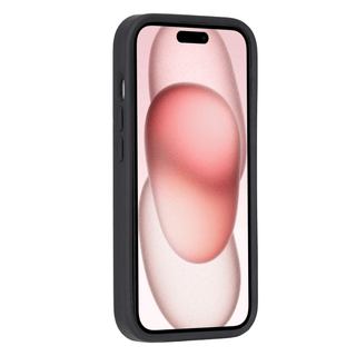 Reed Leather Snap‑On Case with Stand – iPhone 15 Plus, Pebble Black - BlackBrook Case