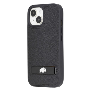 Reed Leather Snap‑On Case with Stand – iPhone 15 Plus, Pebble Black - BlackBrook Case