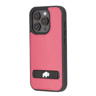 Reed Leather Snap‑On Case with Stand – iPhone 15 Pro Max, Fuchsia - BlackBrook Case