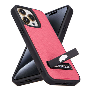 Reed Leather Snap‑On Case with Stand – iPhone 15 Pro Max, Fuchsia - BlackBrook Case