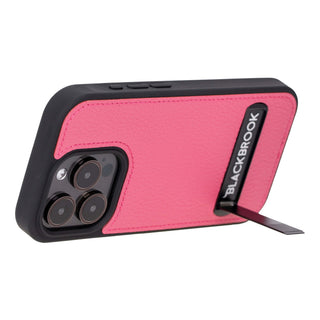 Reed Leather Snap‑On Case with Stand – iPhone 15 Pro Max, Fuchsia - BlackBrook Case