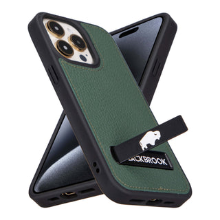Reed Leather Snap‑On Case with Stand – iPhone 15 Pro Max, Green - BlackBrook Case