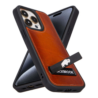 Reed Leather Snap‑On Case with Stand – iPhone 15 Pro Max, Burnished Tan - BlackBrook Case