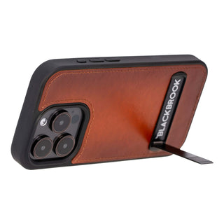 Reed Leather Snap‑On Case with Stand – iPhone 15 Pro Max, Burnished Tan - BlackBrook Case