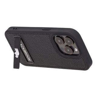 Reed Leather Snap‑On Case with Stand – iPhone 15 Pro Max, Pebble Black - BlackBrook Case