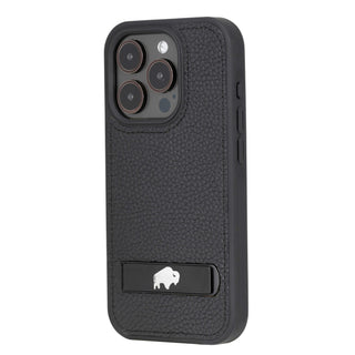 Reed Leather Snap‑On Case with Stand – iPhone 15 Pro Max, Pebble Black - BlackBrook Case