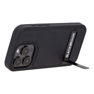 Reed Leather Snap‑On Case with Stand – iPhone 15 Pro Max, Pebble Black - BlackBrook Case