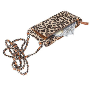 Riviera Crossbody Phone Case and Wallet, Leopard Tan - UnBranded