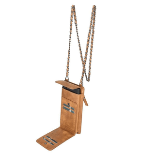 Riviera Full‑Grain Leather Crossbody Wallet & Phone Case, Golden Brown - UnBranded