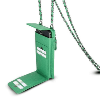 Riviera Full‑Grain Leather Crossbody Wallet & Phone Case, Green - UnBranded