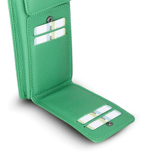 Riviera Full‑Grain Leather Crossbody Wallet & Phone Case, Green - UnBranded