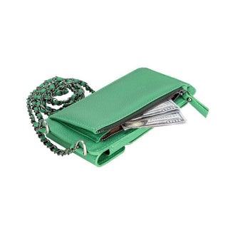 Riviera Full‑Grain Leather Crossbody Wallet & Phone Case, Green - UnBranded
