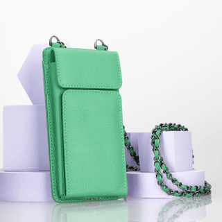 Riviera Full‑Grain Leather Crossbody Wallet & Phone Case, Green - UnBranded