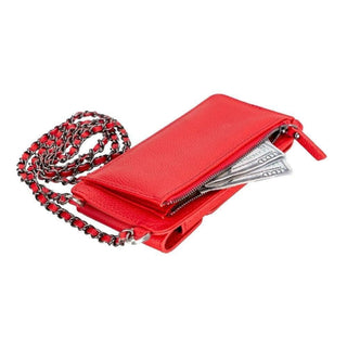 Riviera Full‑Grain Leather Crossbody Wallet & Phone Case, Red - UnBranded