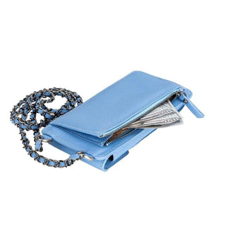 Riviera Full‑Grain Leather Crossbody Wallet & Phone Case, Royal Blue - UnBranded