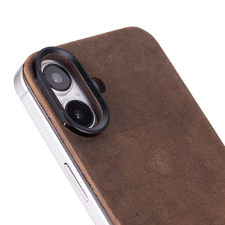 Rohan Magnetic Leather Back iPhone 16 Plus Case, Distressed Coffee - BlackBrook Case