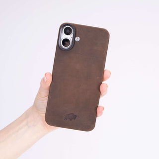 Rohan Magnetic Leather Back iPhone 16 Plus Case, Distressed Coffee - BlackBrook Case