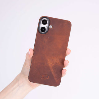 Rohan Magnetic Leather Back iPhone 16 Plus Case, Golden Brown - BlackBrook Case