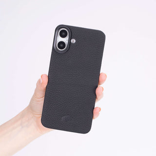 Rohan Magnetic Leather Back iPhone 16 Plus Case, Pebble Black - BlackBrook Case