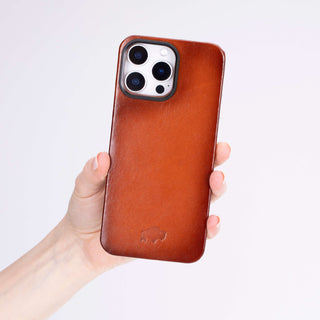 Rohan Magnetic Leather Back iPhone 16 Pro Case, Burnished Tan - BlackBrook Case