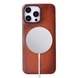 Rohan Magnetic Leather Back iPhone 16 Pro Case, Burnished Tan - BlackBrook Case