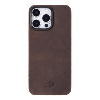 Rohan Magnetic Leather Back iPhone 16 Pro Max Case, Distressed Coffee - BlackBrook Case