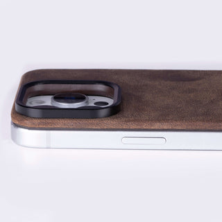 Rohan Magnetic Leather Back iPhone 16 Pro Max Case, Distressed Coffee - BlackBrook Case