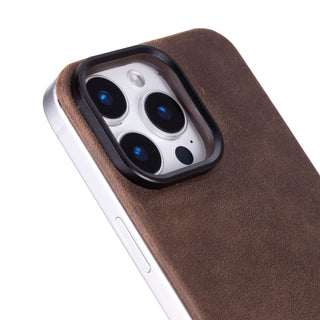 Rohan Magnetic Leather Back iPhone 16 Pro Max Case, Distressed Coffee - BlackBrook Case