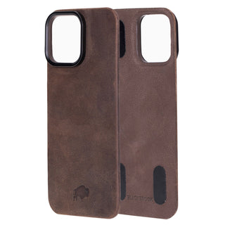 Rohan Magnetic Leather Back iPhone 16 Pro Max Case, Distressed Coffee - BlackBrook Case