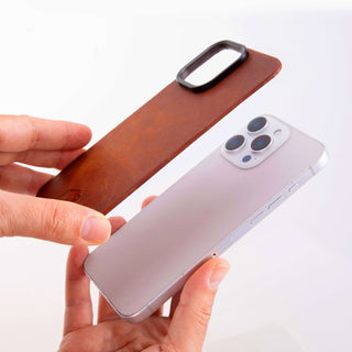 Rohan Magnetic Leather Back iPhone 16 Pro Max Case, Golden Brown - BlackBrook Case