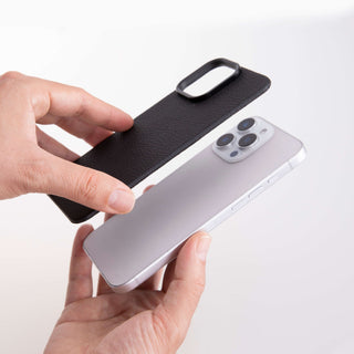 Rohan Magnetic Leather Back iPhone 16 Pro Max Case, Pebble Black - BlackBrook Case