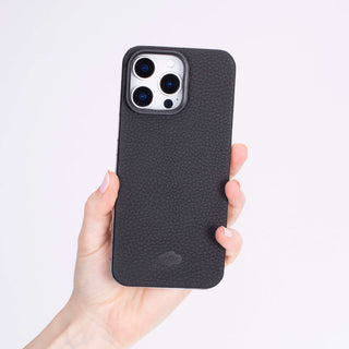 Rohan Magnetic Leather Back iPhone 16 Pro Max Case, Pebble Black - BlackBrook Case