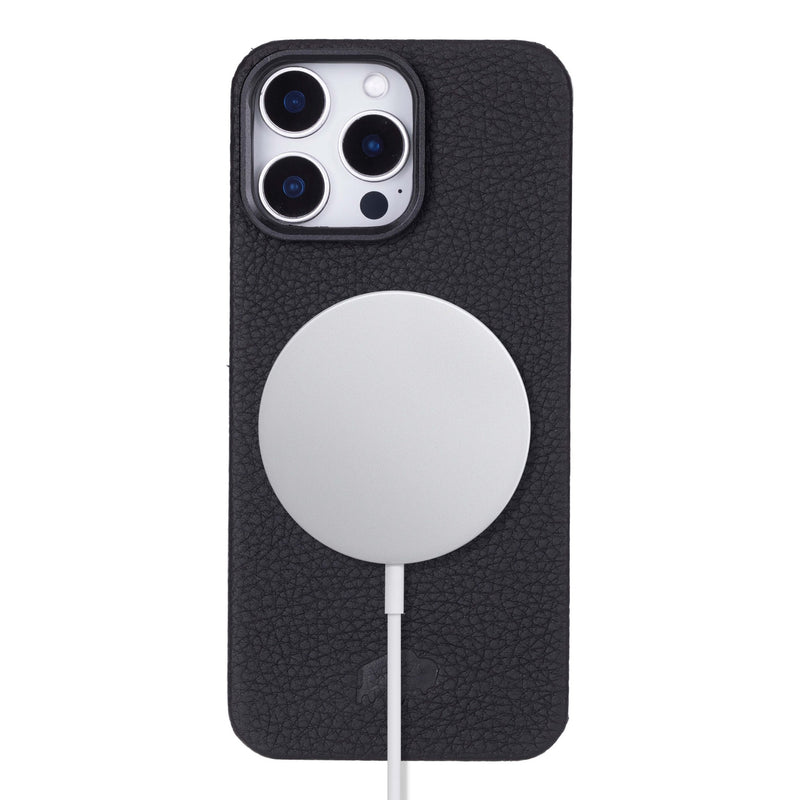 Rohan MagSafe Leather Back Case - iPhone 16 Pro Max, Pebble Black - BlackBrook Case